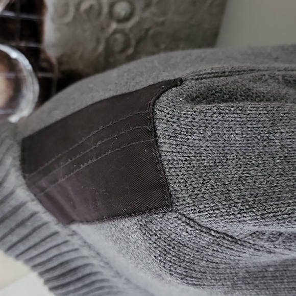 Men's Apt 9 Full Front Zipper Cardigan / Black Shoulder Patches Size L - Picture 8 of 9